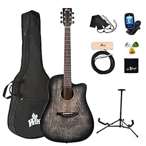 Winzz 41 Inch Akoestische Gitaar Full Size Vintage Gravure, Beginners Folk Gitaar 4/4 met Gewatteerde Zak, Standaard…