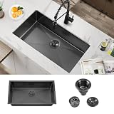 ATTOP 32 Inch Black Large Single Bowl Undermount Kitchen Sink
