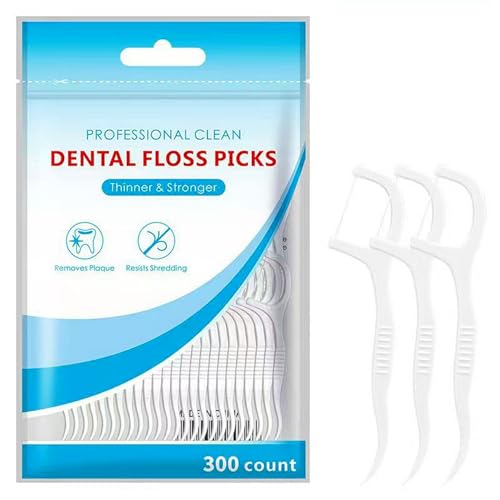 300 Pcs Dental Floss Toothpick Teeth Stick Tooth Picks Floss Picks Teeth Cleaning اعواد اسنان No-Shred & No-Break Use Smooth and Thin Floss for Clean Teeth and Gums (300 pcs)