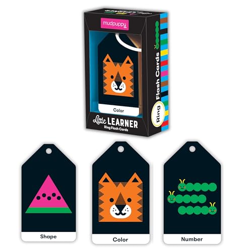 Mudpuppy Little Learner — Ring Flashcards 26 Durable Double Sided Shapes & Numbers Cards with Reclosable Ring with Colorful Art for Ages 1+ Perfect for Preschool Or Travel for Teachers and Parents