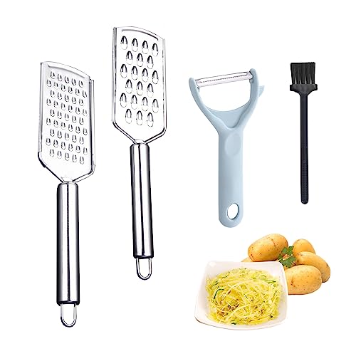 TAFACE 2 ralladores de Acero Inoxidable, 1 pelador con 1 Cepillo de Limpieza, Utensilios de Cocina prácticos, Herramientas para pelar Verduras y Frutas, Adecuado para cocinas, restaurantes, hoteles