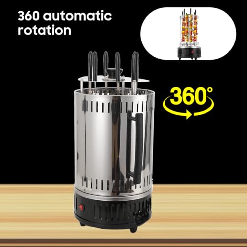 L-home 1000W Vertikaler Elektrischer Grill, 230V/50Hz Elektrogrill Schaschlikgrill mit 6 Spieße, 385°C Rotierende Spieße,für BBQ, Tischgrill, Vertikalgrill