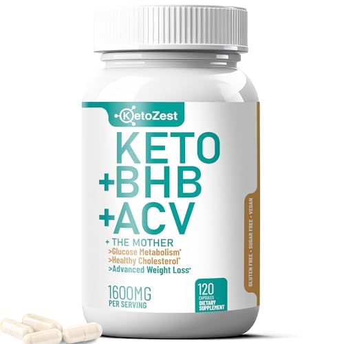 KetoZest Keto ACV BHB Capsules 1600mg for Advanced Weight Loss