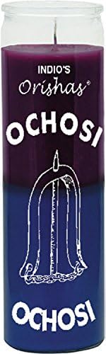 INDIO Vela de 7 días-OCHOSI AzulPúrpura Orishas Vela de cristal de 7 días Ochosi - Azul y Púrpura