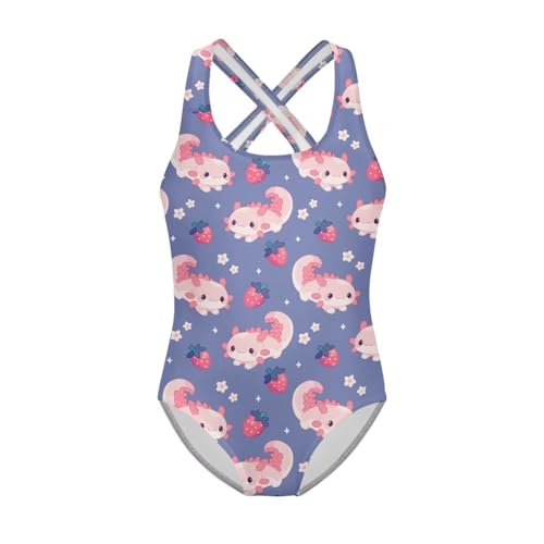 Image of Girls One Piece Bathing Suit,Slim-Fit Ruffle Strap Swimsuit with Adjustable Strap Quick Dry Summer Beach Swim Suit