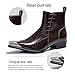 Men's Brown Western Ankle Boots with Pointed Toe Metal Toe Cap and Side Zipper Dress Boots for Business Wedding Party Fall Winter Fashion