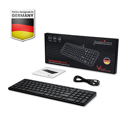 Perixx PERIBOARD-215B US, Wired Keyboard - Ultra Slim Scissor Keys - 2 Built-in USB-A & USB-C Ports - Detachable Cable - Black - US English by Perixx - Used condition - Image 9