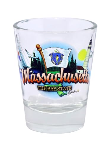World By Shotglass Massachusetts Bay State Elements Shot Glass