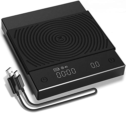 TIMEMORE 2022 New Version Digital Espresso Coffee Scales Kitchen Scales with Auto Timing, 2000 Grams, Black