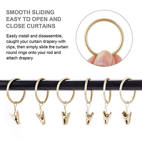 Fivebop 40 Pack Rings Curtain Clips Rustproof Metal Window Drapery Clip Vintage Heavy Duty Eyelet Curtain Rods Hangers Rings With Hooks, 1.25In Inner Diameter(Golden) #TOP3