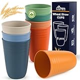HOTEC 8-Pack 15oz Plastic Cups, BPA-Free Reusable Drinking Cup set, Unbreakable Tumblers, Dishwasher Safe Water Plastic Glasses, Multicolor