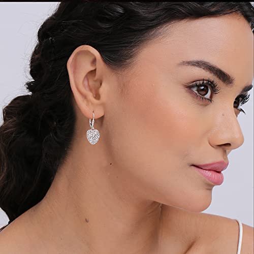 Image of LeCalla 925 Sterling Silver BIS Hallmarked Filigree Heart Drop Earrings Leverback Infinity Celtic Knot Drop Dangle Earring for Women