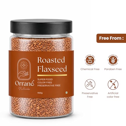 Image of Orrane Roasted Flaxseed 900g Crunchy Alsi Beej for Eating, Smoothies and Baking | Omega 3 Rich, High Fiber Superfood, Gluten Free Seeds | Supports Heart Health, Digestion & Weight Management