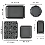 Kitchen 5-Piece Nonstick Bakeware Set - Round/Square Cake Pans, Muffin Pan, Loaf Pan, Roast Pan & Baking Sheets - Image 5