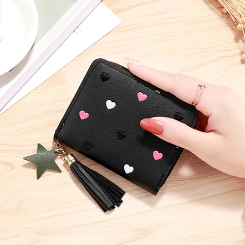 1pc Ladies' Black Wallet PU Simulation Card Bag Wallet Short And Cute Small Coin Purse3