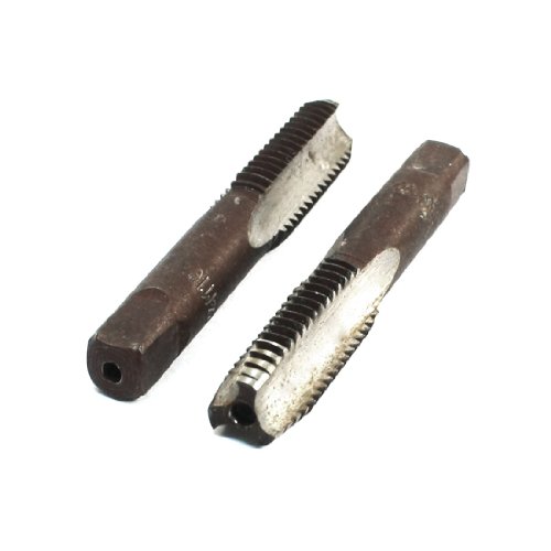 Aexit 2 Pcs Taps 10mm Diameter Threaded Flute Tapper Spiral Point HSS Pipe Taps Hand Tap