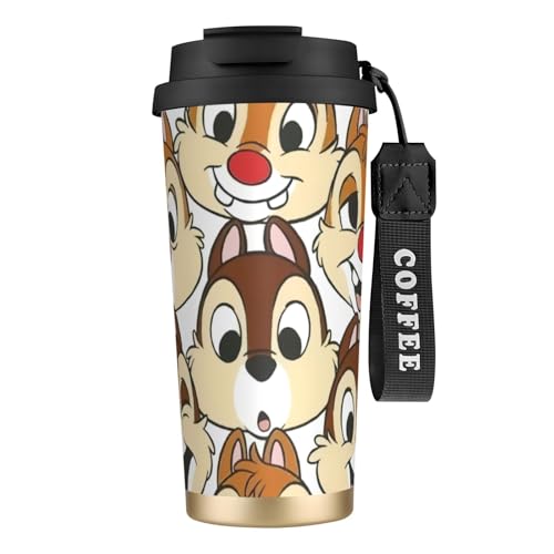 タンブラー コーヒー チップとデール 水筒 ステンレス ボトル 魔法瓶 オフィス マグカップ カフェマグ 車用 マグボトル 真空断熱 保温 保冷 ふた付き 直飲み 広口 漏れない 二重構造 持ち運び 500ml