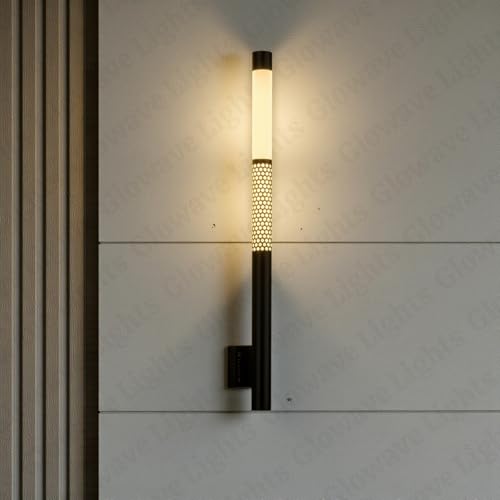Image of Glowave Modern Black 700mm Metal LED Long Tube Wall Light with Adjustable Height - Tricolour | Warm White,White, Natural White | (203 /BK)
