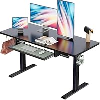 Marsail Electric Standing Desk with Ergonomic Keyboard Tray, Adjustable Desk with 27.5” to 46.7” Height Range, 4 Memory Presets, Smooth and Quiet Lifting, 48 x 24 inch Adjustable Height,TZESD14Black