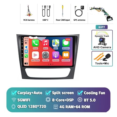 Autoradio multimédia 2DIN écran 2K compatible Android pour Classe E W211 de 2002 à 2008
