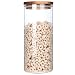 KKC Borosilicate Glass Canister with Airtight Lid,Cereal and Overnight Oats Container Jar, Glass Nuts Storage Container,Tall Candy Jar with Wood Lid,Wooden Lid Jar,Sealed Glass Cannister,47 Floz