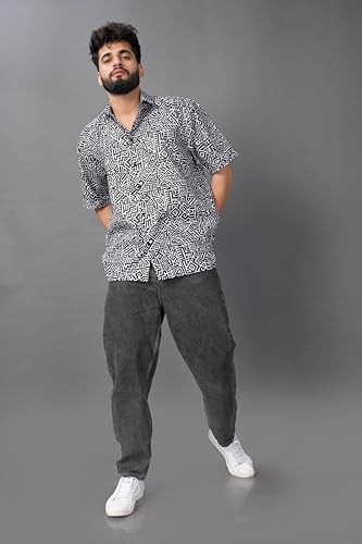 Image of BROWN CULTURE Men's Cotton Blend Floral Print Shirt|Spread Collar|Half Sleeves|Button Down Closure|Standard Length|Casual Wear|Smart Casual Shirt|Modern Men's Fashion|Everyday Casualwear