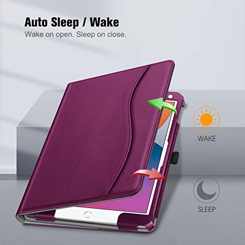 Fintie Case For Ipad 9Th / 8Th / 7Th Generation (2021/2020/2019) 10.2 Inch - [Corner Protection] Multi-Angle Viewing Stand Cover With Pocket & Pencil Holder, Auto Sleep Wake, Purple #TOP2