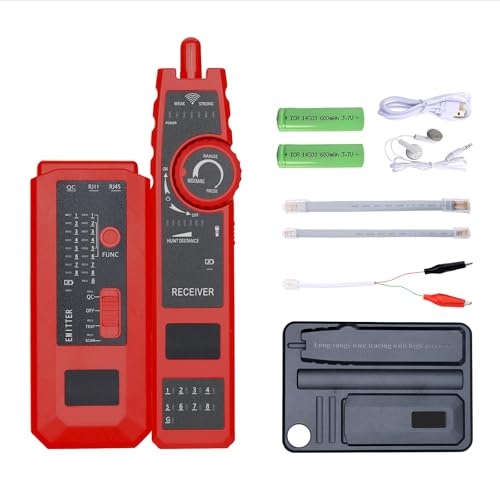 GAMWATER RJ45 RJ11 Network Cable Tester, LAN & TEL Continuity Tester, Ethernet Cable Tester for Telephone, Ethernet, PoE Tester Wire Tracer Fiber Tester