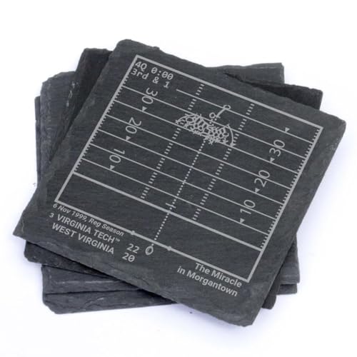 Greatest Virginia Tech Football Plays: Slate Coasters (Set of 4) | Iconic College Football Moments | Unique Gift for Sports Fans by Playbook Products - Used condition - US$42.27