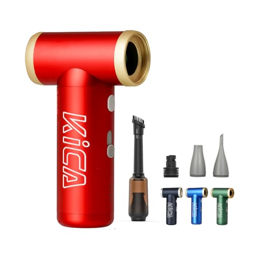 KiCA JetFan 2S Combo Compressed AirCan Substitute 117000RPM Air Duster Electric Blower for ComputerKeyboard Cleaning Hair Drying Camping Outdoors Car Barbershop Handmade Rechargable Metal Body Red