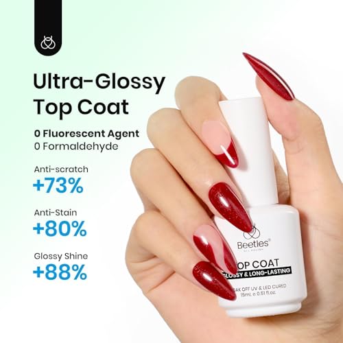 Beetles Gel Polish Beetles Gel Base And Top Coat,2 Pcs 15Ml Upgrade Super Shiny Gel Top Coat And Base Coat Set,Glossy And Long-Lasting Gel Polish,Soak Off Nail Lamp Foundation Combination Gel Polish Base And Top Coat thumb #3
