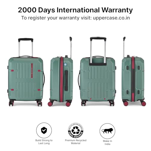 Image of uppercase Hexa Small Solid Trolley Bag with TSA Lock, Durable for Travel, RCS Certified for Sustainability, Anti-Theft Zippers and Double Wheels, Suitcase for Men & Women