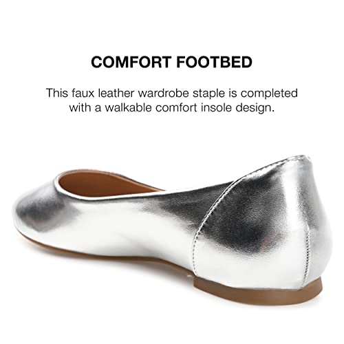 Journee Womens Kavn Comfort Insole Narrow Width Slip On Round Toe Ballet Flats Silver4