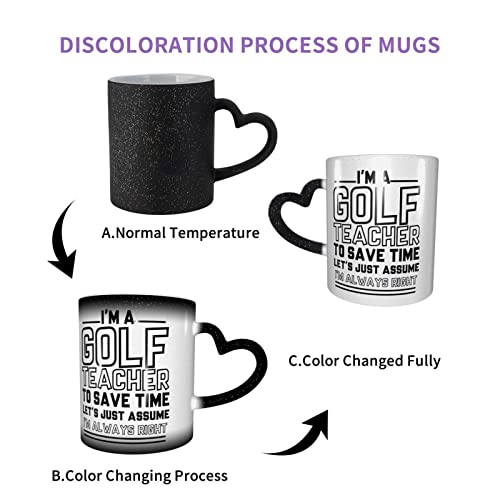 Taza de café divertida con refranes "I'm a Golf Teacher to Save Time Lets Just Assume I'm Always Right Sarcasmo, regalo para amigos, taza de oficina, taza de té de color negro - Imagen 4