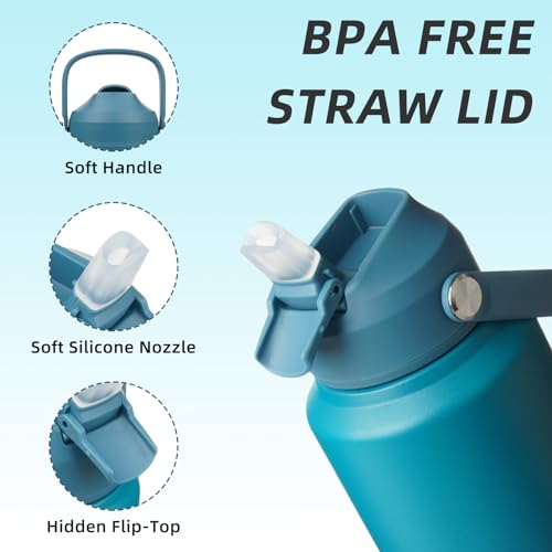 Image of BJPKPK Water Bottle with Straw Lid, 32oz Vacuum Insulated Water Bottles, Metal Stainless Steel Thermo for Sports, Travel, BPA Free Leak Proof Thermo, Cups, Flasks, Tumblers,Vast