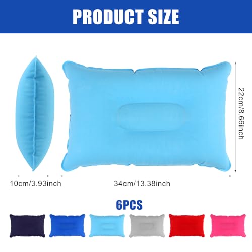 6 Pièces Oreillers Gonflables, Coussins Gonflable de Camping Ultralégers Oreillers, Coussin de Plage, Oreiller de Voyage, oreiller de plage, pour Voyage, Camping, Plein Air, Randonnée (34x22cm) – Image 3