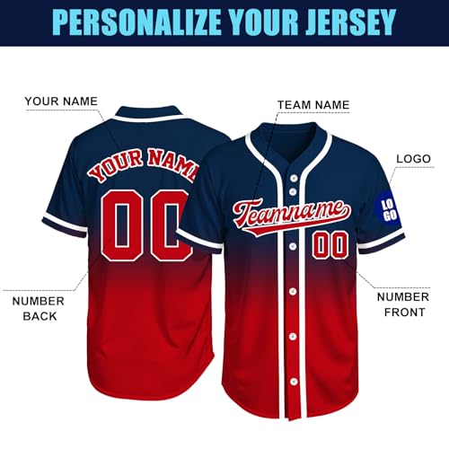Image of Custom Baseball Jersey Personalized Stitched or Printed Name Number Baseball Shirt Sports Uniform Gifts for Men Women Youth
