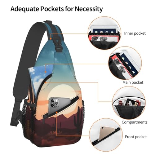 Sling Bag para Hombre y Mujer Bolsa de Pecho Negra miniatura 3