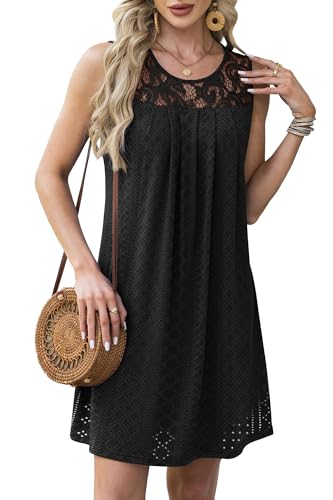 Image of BKRIVE Womens Lightweight Sleeveless Summer Dresses | Lace Yoke Neckline, Figure-Flattering for All Shapes - Ideal Beach Cover-Up & Hot-Weather Travel Essential