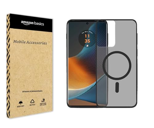 Image of amazon basics Luxury Paper Thin Case Cover for Moto Edge 50 Fusion 5G | Matte Finish | Compatible with magsafe | (Black, Moto Edge 50 Fusion 5G)