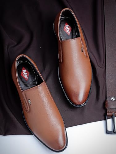 Image of Lee Cooper LC1474E2R Men's Lightweight Leather Shoes | Comfortable, Stylish Slip-On Formal Footwear for Office, Business 40EU 6UK
