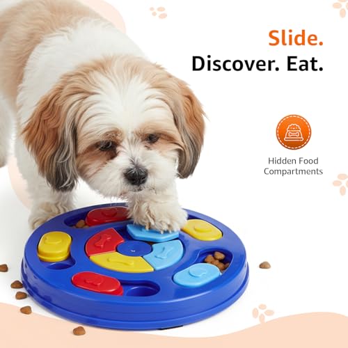Image of Amazon Basics Interactive Pet Puzzle Toy | Treat Dispensing Slow Feeder | Non-Slip Base | for Dogs, Puppies, Cats & Kittens | Non-Toxic & Safe | Multicolour