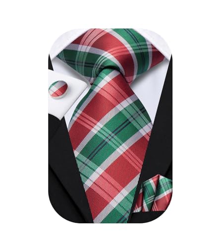 Image of Dubulle Mens Paisley Striped Tie Woven Necktie for Men and Handkerchief Cufflinks Set Wedding Formal Business
