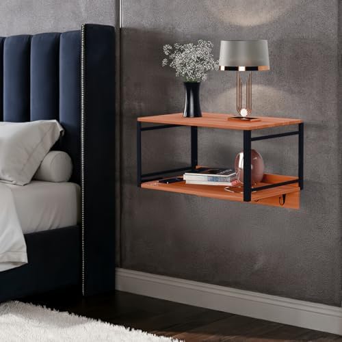 Wall Mounted Nightstand with Storage Shelf, Floating Bedside Tabl...