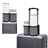 Oruola Travel Cup Holder for Luggage,Luggage Travel Cup Holder with 2 Coffee Mugs Tightening Drawstring, Luggage Cup Holder for Flying & Travelers for Flight Attendants, Business, Travelers Grey