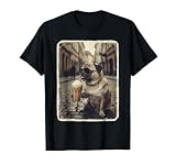 Funny Dog Pug Drinking Iced Coffee Animal Meme Men Women T-Shirt