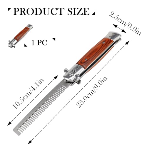 Peine Plegable de Acero Inoxidable con Mango de Madera miniatura 2