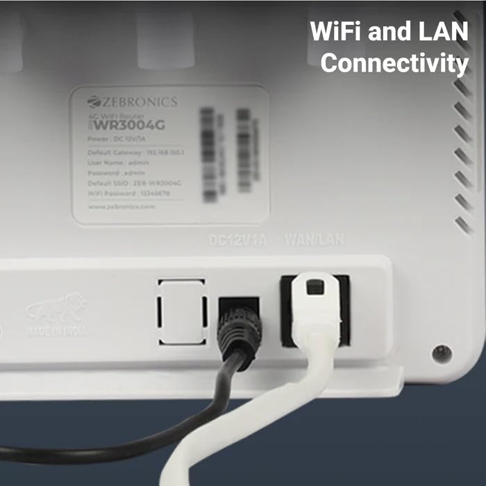 Zebronics ZEB-WR3004G Router rear view with LAN/WAN port