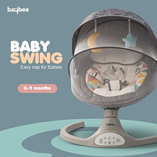 Baybee-Premium-Automatic-Electric-Baby-Swing-Cradle-with-Adjustable-Swing-Speed-Soothing-Vibrations-Music-Baby-Rocker-with-Mosquito-Net-Safety-Belt-Removable-Toys-Swing-for-Baby-Lite-Grey