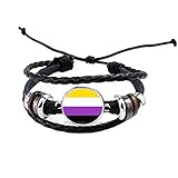 Non-Binary Pride Flag Bracelet,Glass Dome Bangle, LGBT Gift, Gay Pride Cabochon Charm Jewelry,Minimalist Bracelet,Dainty Bracelet,N191